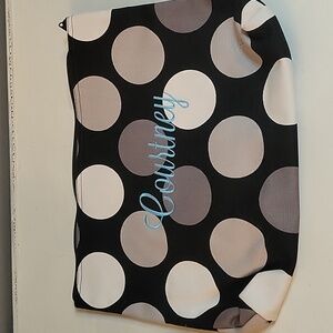Polka Dot Makeup Bag with Courtney Embroidered on the Front. By Thirty-one